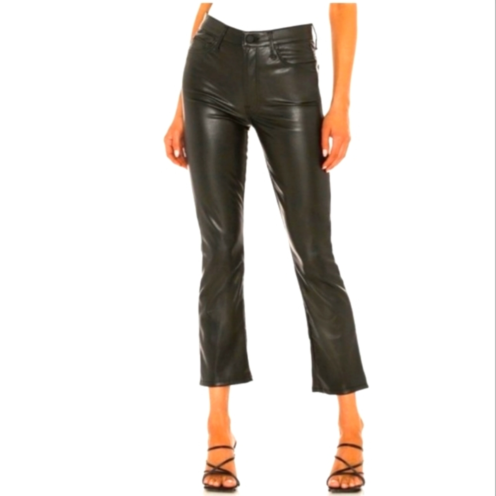 Mother The Insider Faux Leather Ankle Pants Size 32 Black